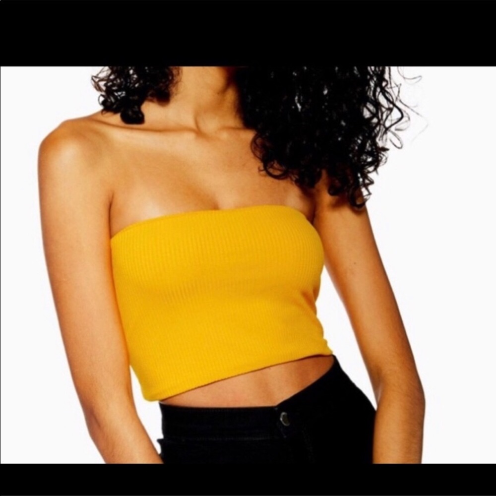 TOP SHOP ribbed mustard yellow knit bandeau NWOT